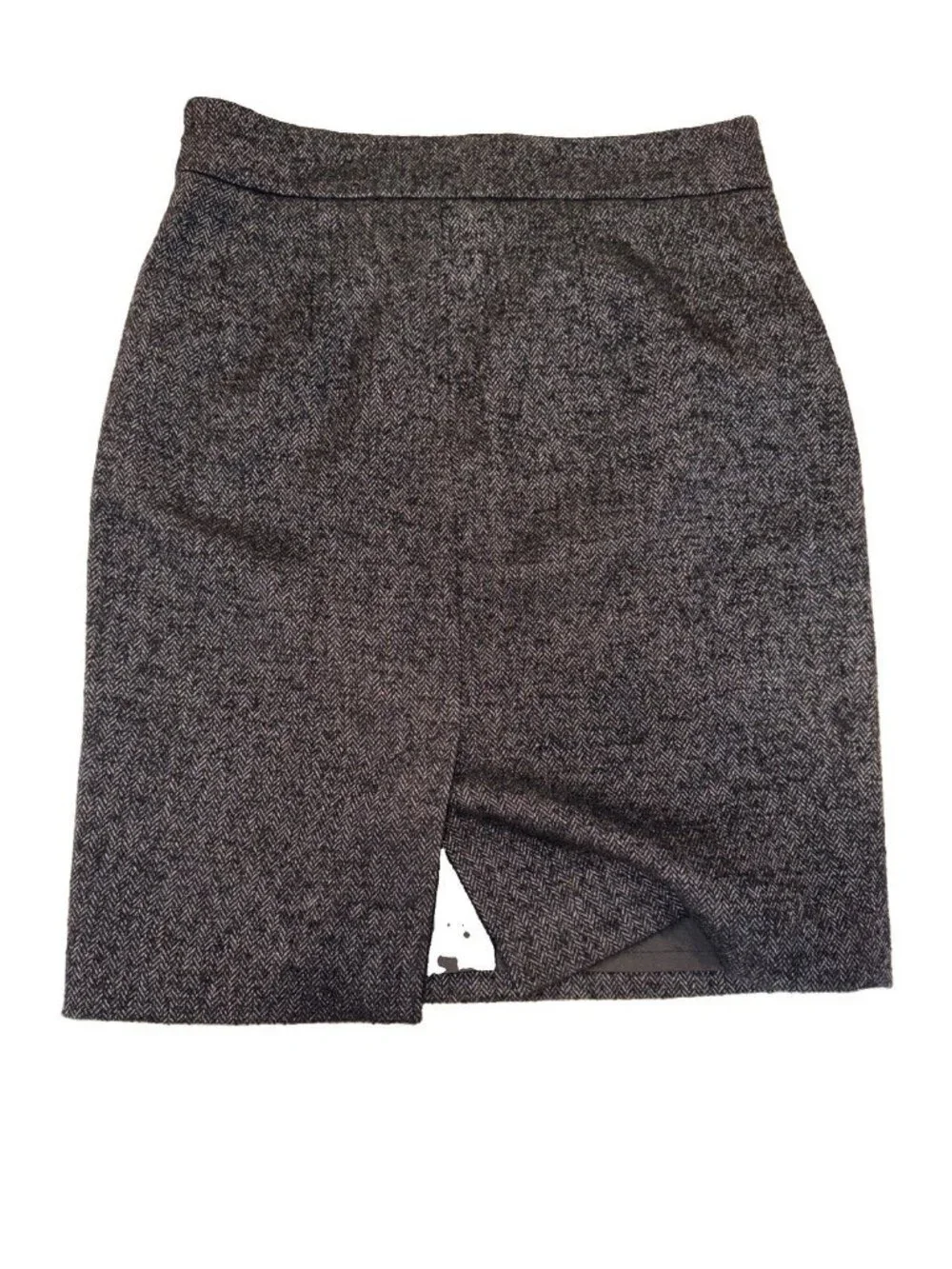 Ann Taylor Pencil Skirt Tweed Wool Blend Lined Back Zip Sz 6 Black White Pockets